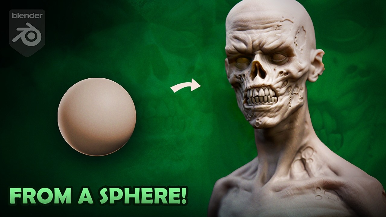 Sculpting a Zombie Bust in Blender (full process)
