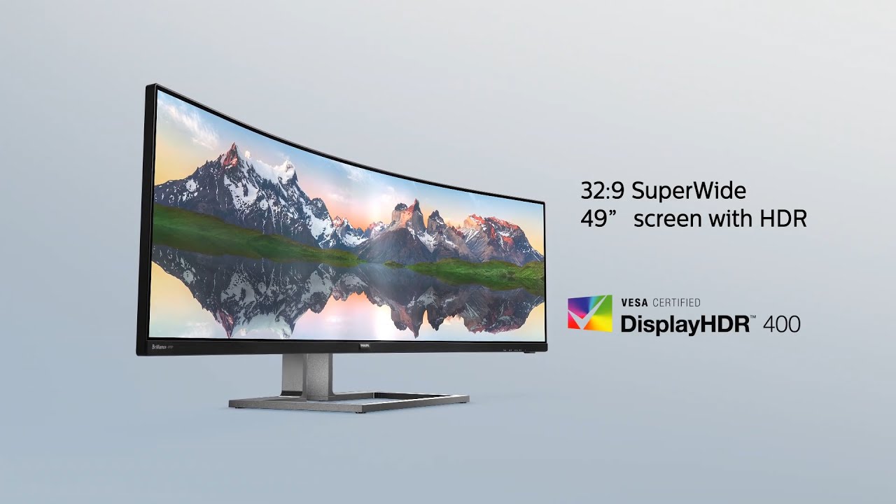 PHILIPS Brilliance 499P9H 49-inch Monitor | Super Mega Ultrawide 5K Curved Monitor