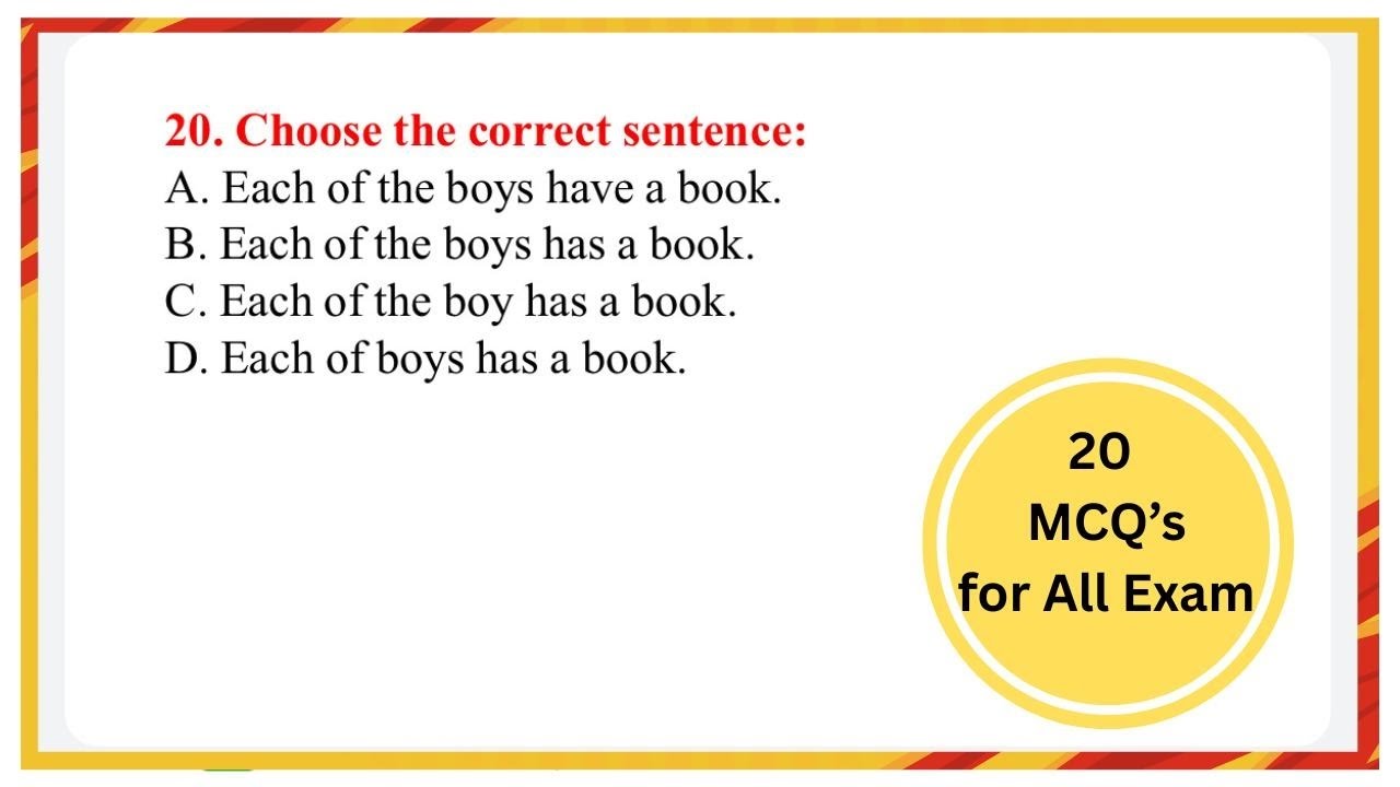 📚 English Grammar MCQs for Competitive Exams | SSC, Railway, Bank, Defence | Practice Questions