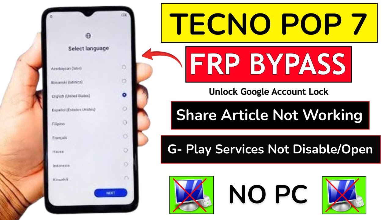 Tecno Pop 7 (BF6) Frp Bypass ( Apps Not Working ) Android 12 Without PC - Share Article Not Working