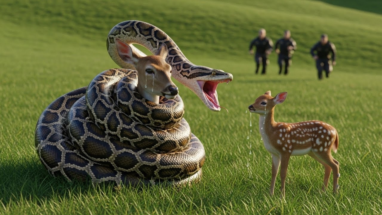 Brave Hero Saves Deer From Giant Python &mdash; Real Life Wildlife Rescue