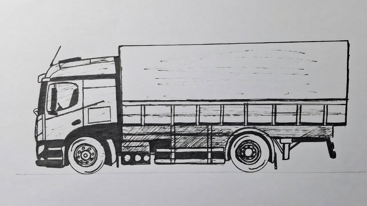 How to draw a Mercedes truck easily 