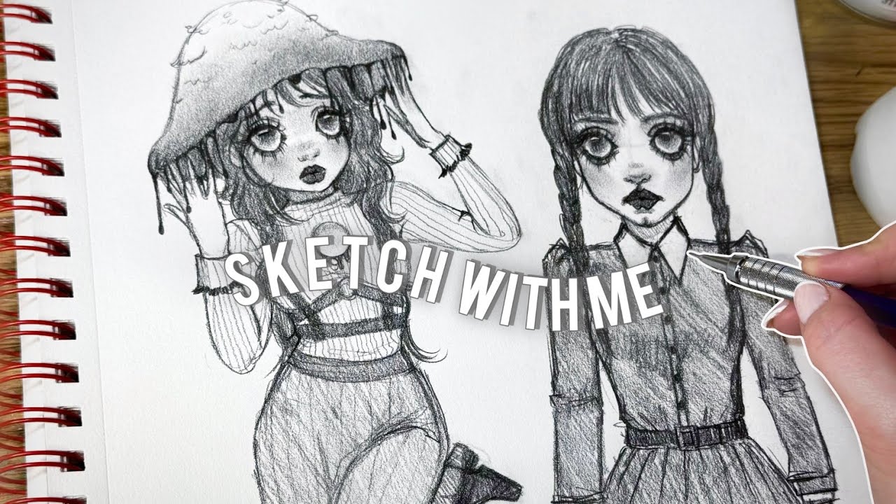Sketch With Me - Inky Cap & Wednesday Addams