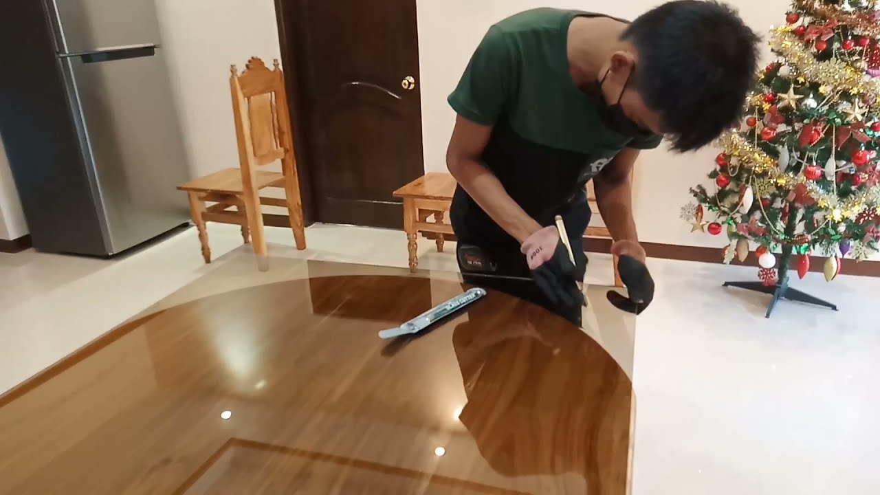 HOW TO CUT OVAL SHAPE GLASS FOR DINING TABLE #BRONZEGLASS