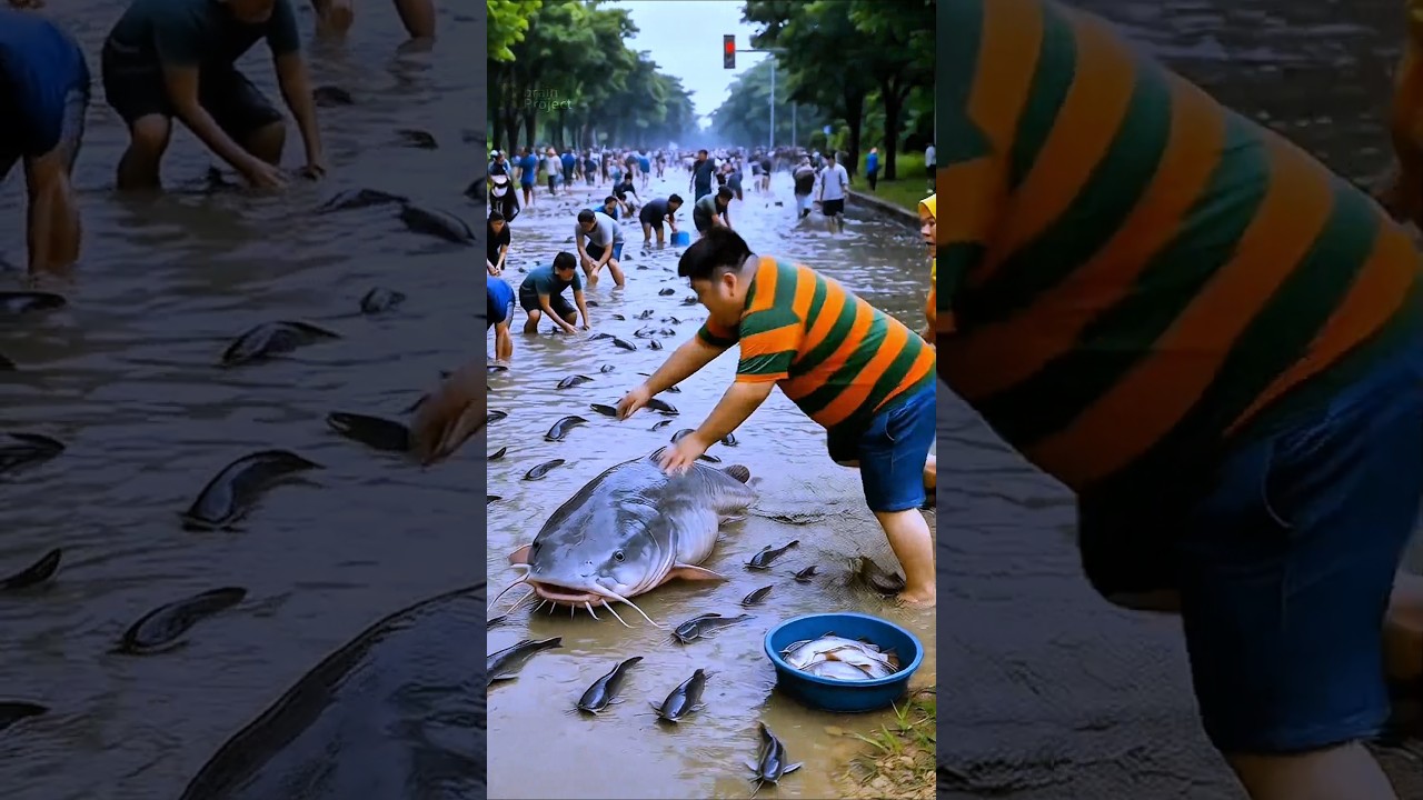BANJIR di JALAN NEMU IKAN LELE JUMBO, jadi rebutan🤣