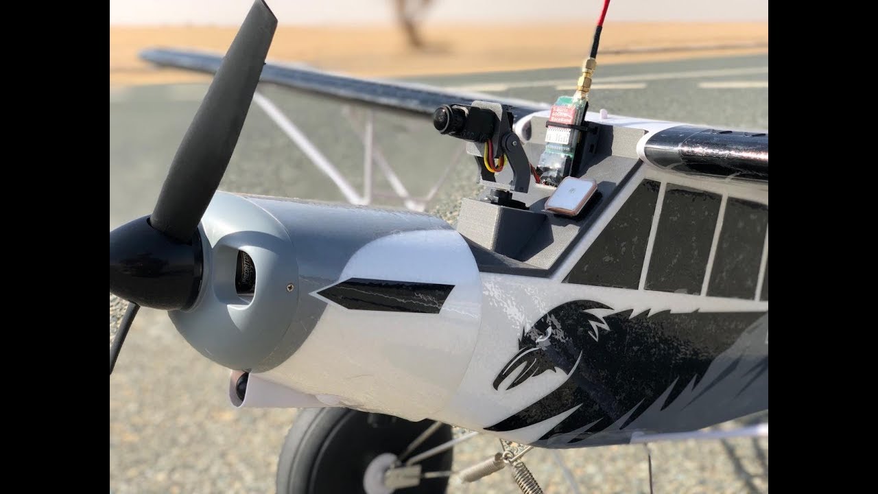 FMS PA-18 Super Cub FPV Maiden Flight With Head Tracking