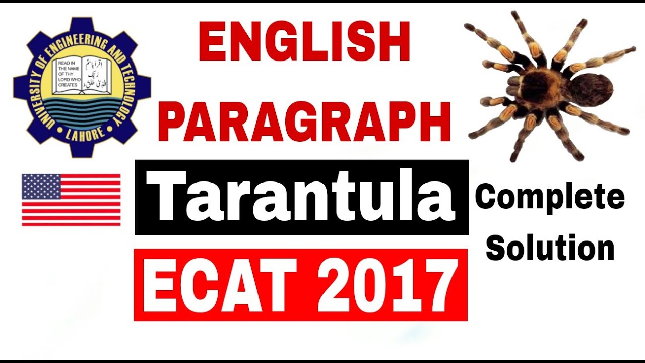 ECAT past paper 2017 (Tarantula) English Paragraph Solved | ECAT | UET | English