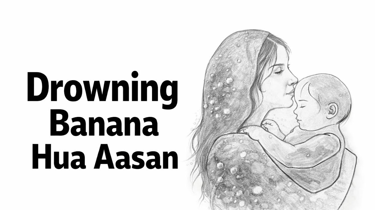 Drowning Mother and Baby Drawing 😢 | Drowning Banana Hua Aasan | Easy Pencil Sketch