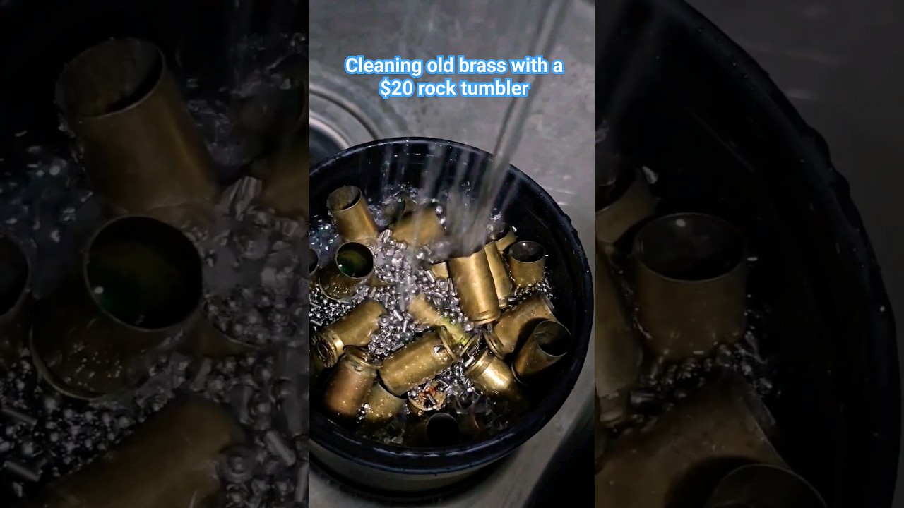 Cleaning old brass with a $20 rock tumbler #45acp #reloading #9mm