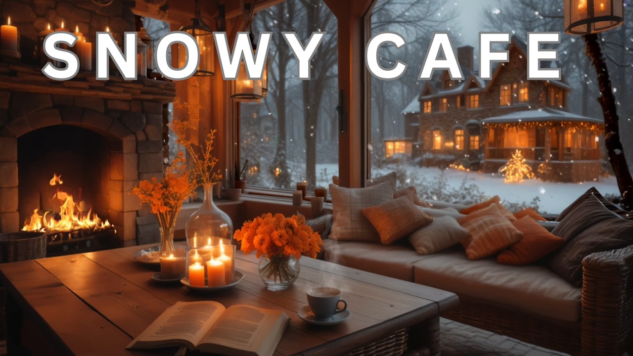 Cozy Jazz Coffee Shop & Heavy Street Rainy ☕ Rain Sounds & Crackling Fireplace for Work,Focus