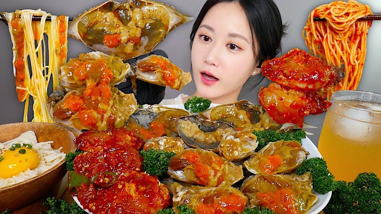 ASMR MUKBANG | Сырой Краб, В Соевом Соусе🦀Острый Маринованный Сырой Краб✨Лапша С Сырым Крабом|eating