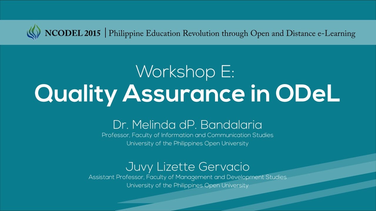 Workshop E  - Quality Assurance in ODeL