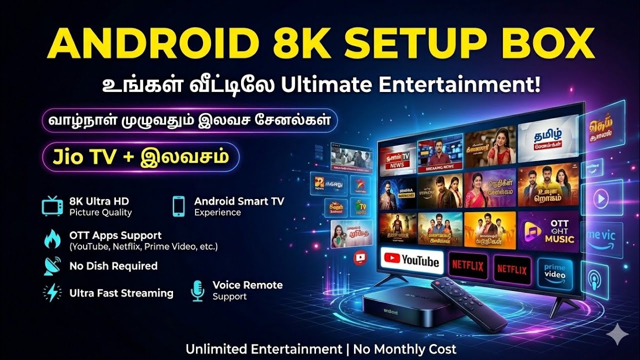 4k இலவச டிவி பாக்ஸ் லோக்கல் சேனல் ஜியோ டிவி //FREE TV BOX 8GB 128 RAM ANDROID BOX || @Tndthofficial 