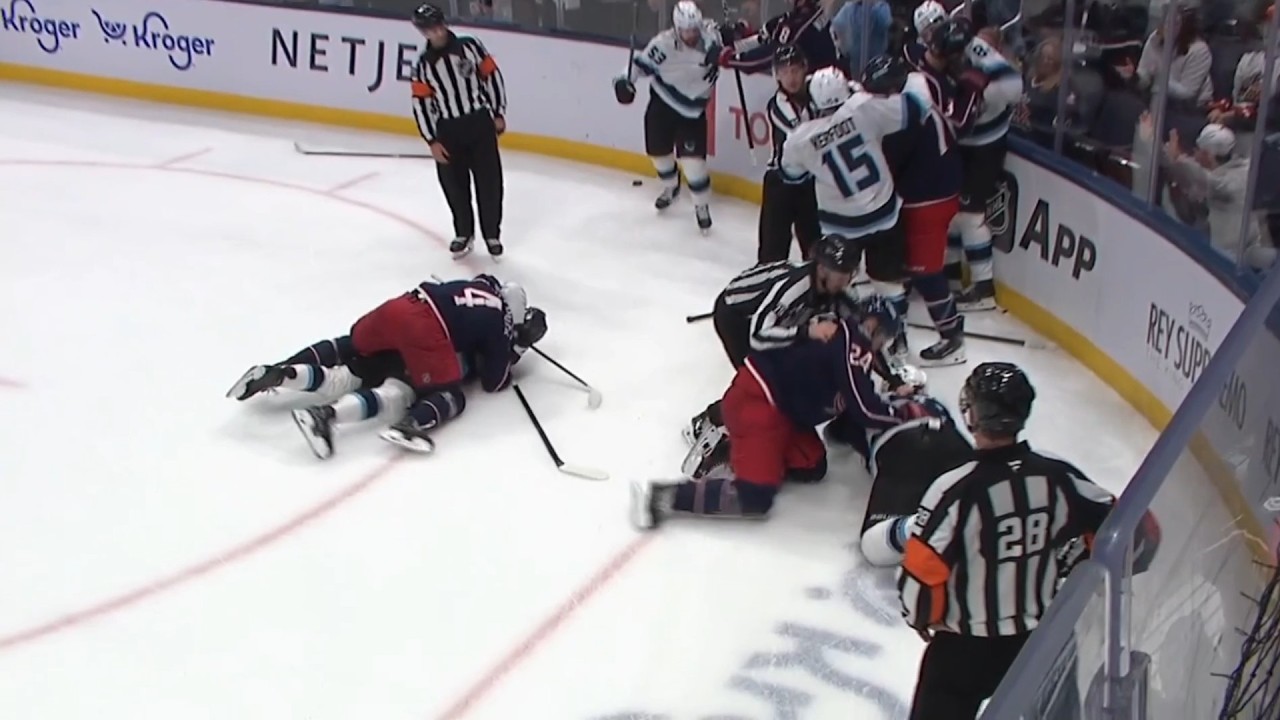 Columbus Blue Jackets Vs Utah Mammoth Line Brawl