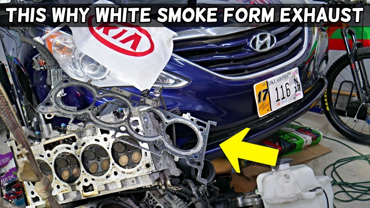 WHY WHITE SMOKE FROM EXHAUST demonstrated on Hyundai Kia