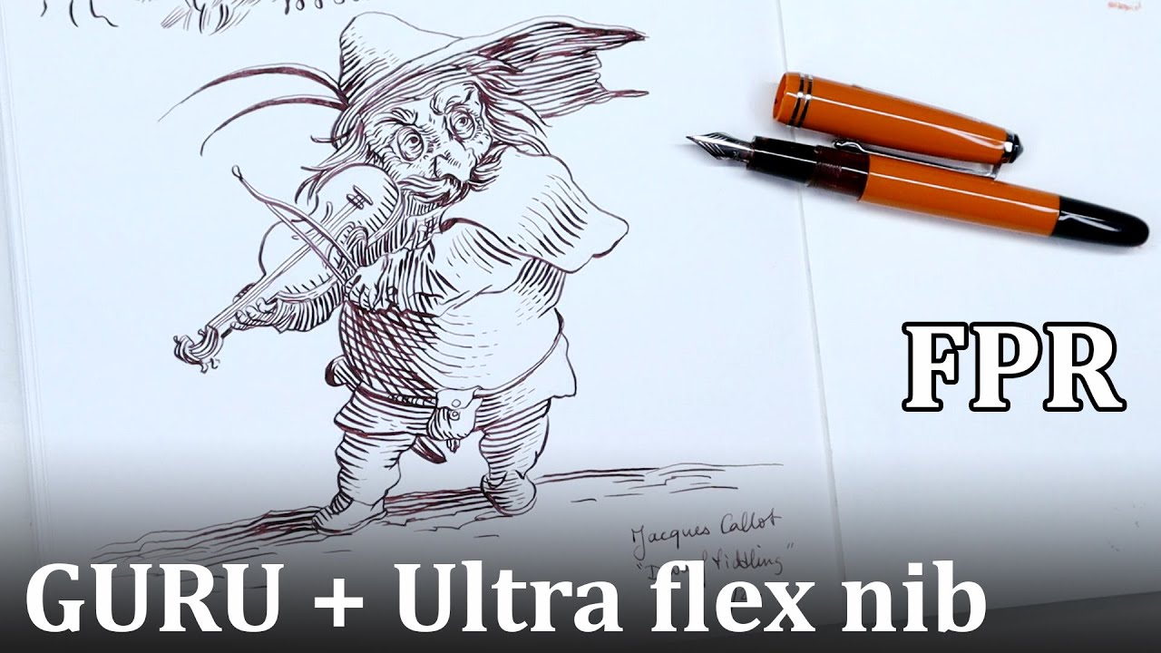 Fountain Pen drawing with a FLEXBLE NIB 7 // FPR Guru + EF Ultra Flex nib // Review and demo