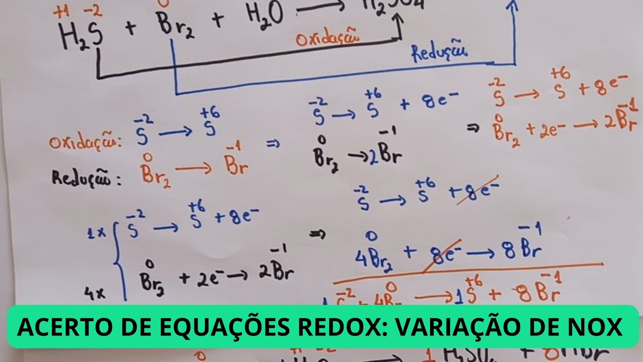 Acerto de equações redox pelo método de variação de nox (método das semi-equações)