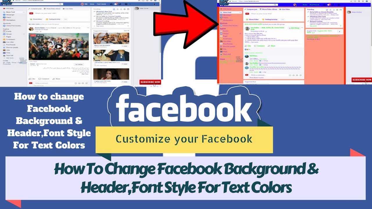 How To Change Facebook Background & Header,Font Style For Text Colors !! Customize your Facebook A/C