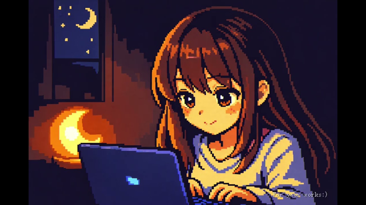 8bit Lofi Girl 🌙 Cozy Night Study & Work Focus (3.5 Hours)