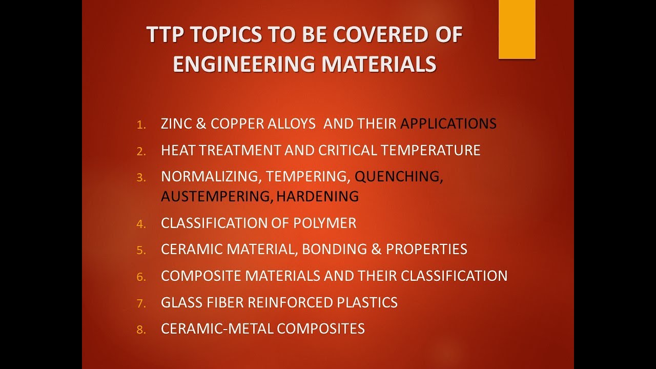 IMPORTANT TTP TOPICS PRESENTATION OF SUBJECT ENGINEERING MATERIALS