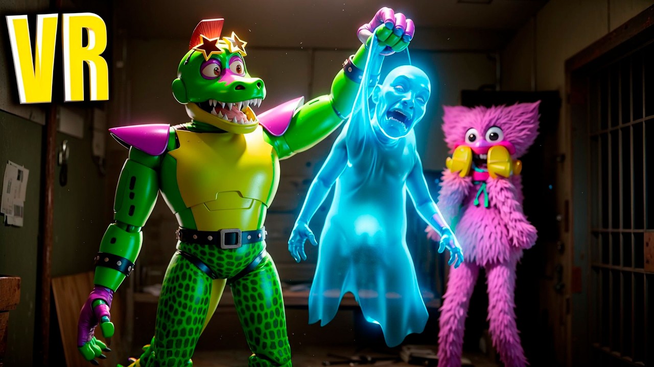 VR Giga Monty Caught a Ghost in Abandoned Prison Kissy Missy Got Scared BONELAB FNAF COOP