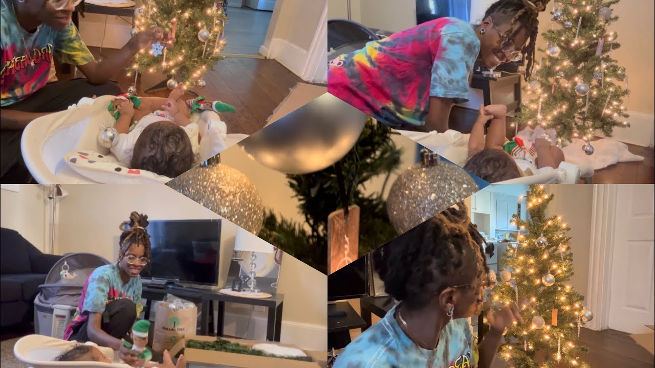 Putting Up The Mini Christmas Tree for Baby Boy 