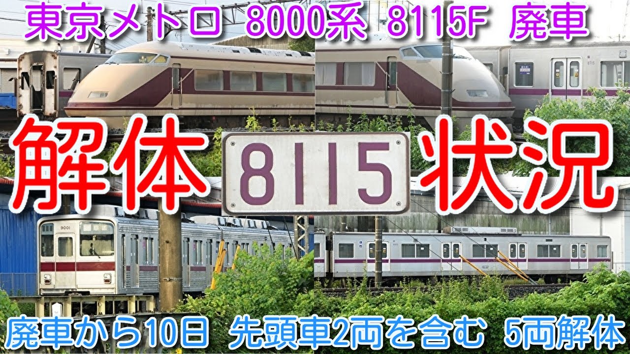 【東京メトロ8000系 8115F 廃車回送から10日 解体状況確認 先頭車2両を含む5両解体済！】東京メトロ半蔵門線 8000系 8115F 廃車 15編成目 残り4編成 渡瀬北(北館林)