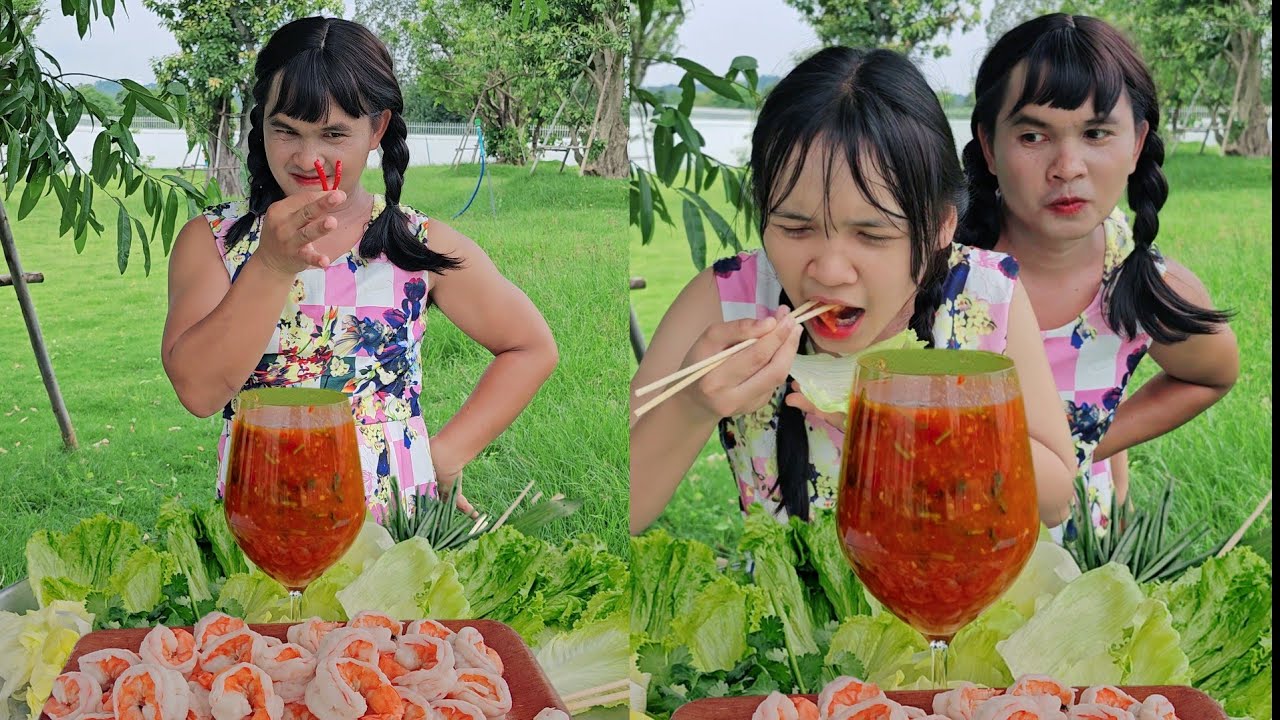 น้องอุ้มแอบใส่พริกไว้ในกุ้ง #แฝดสาม