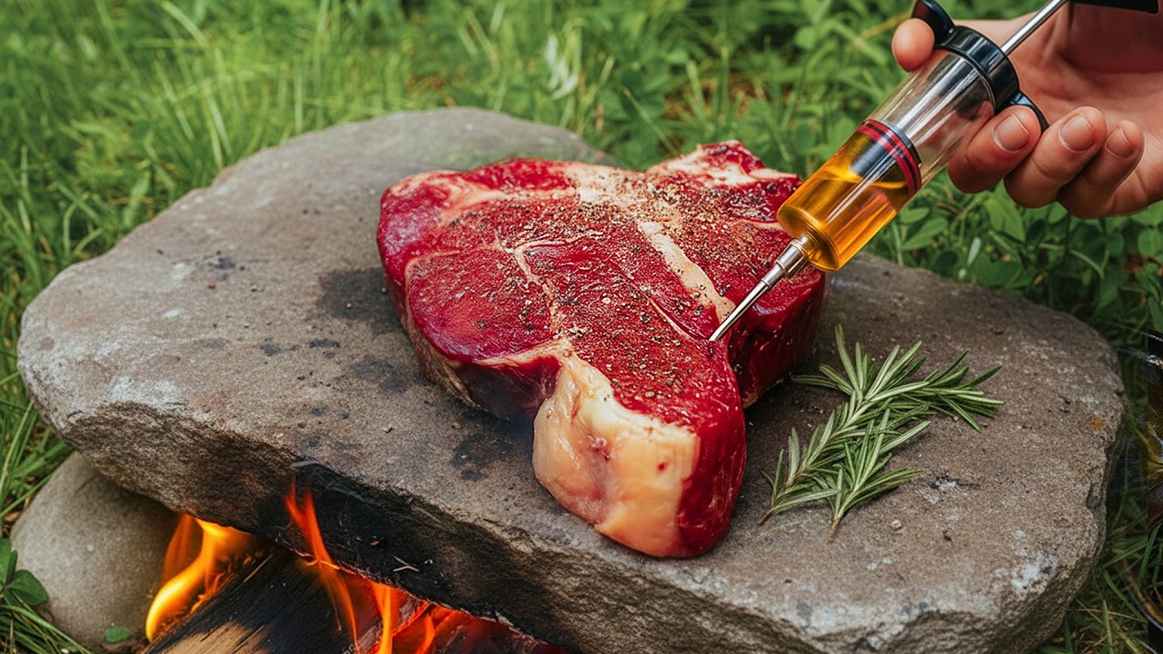 Outdoor Cooking Perfection: Whiskey Steak on Fire 🔥