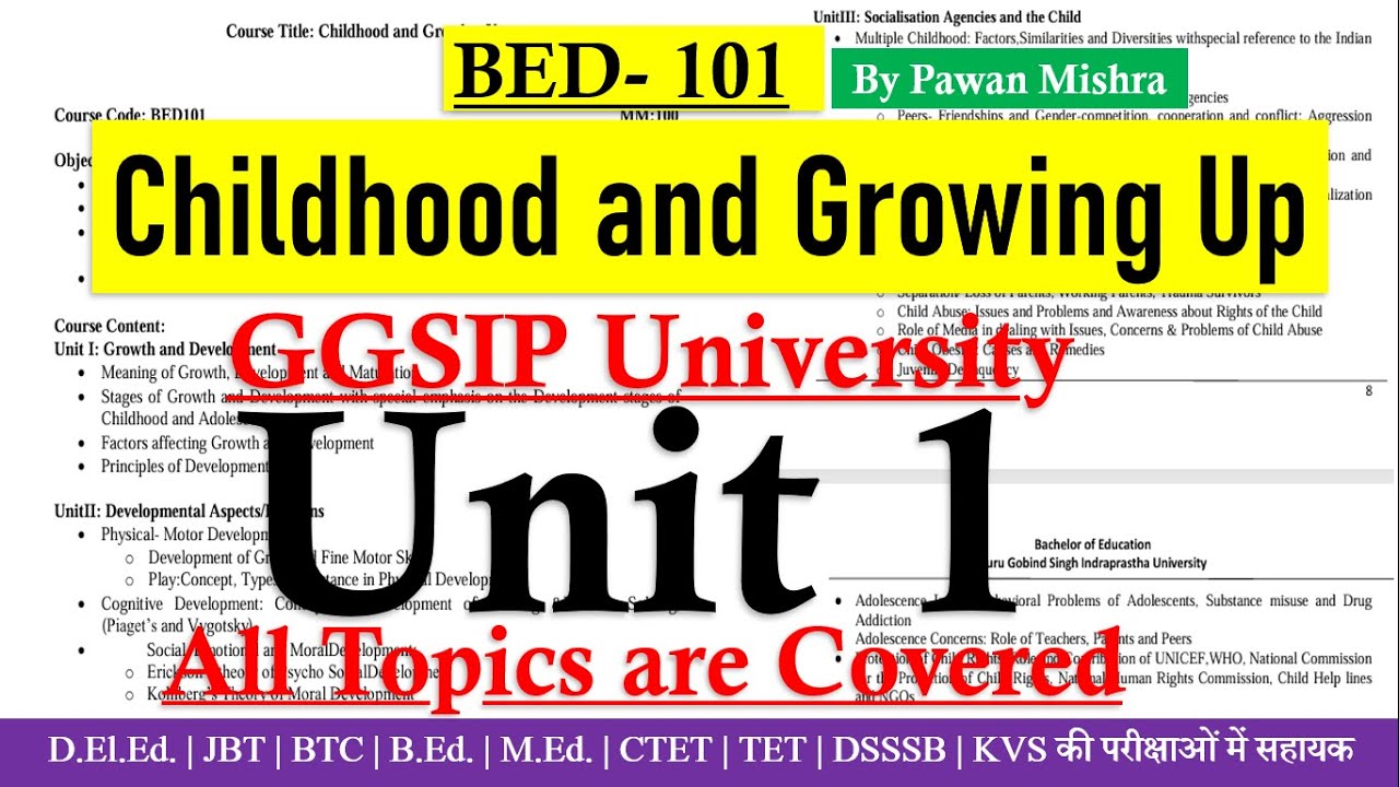 Unit 1 - Growth and Development | वृद्धि और विकास | B.Ed. 1st Semester | GGSIPU | By Pawan Mishra
