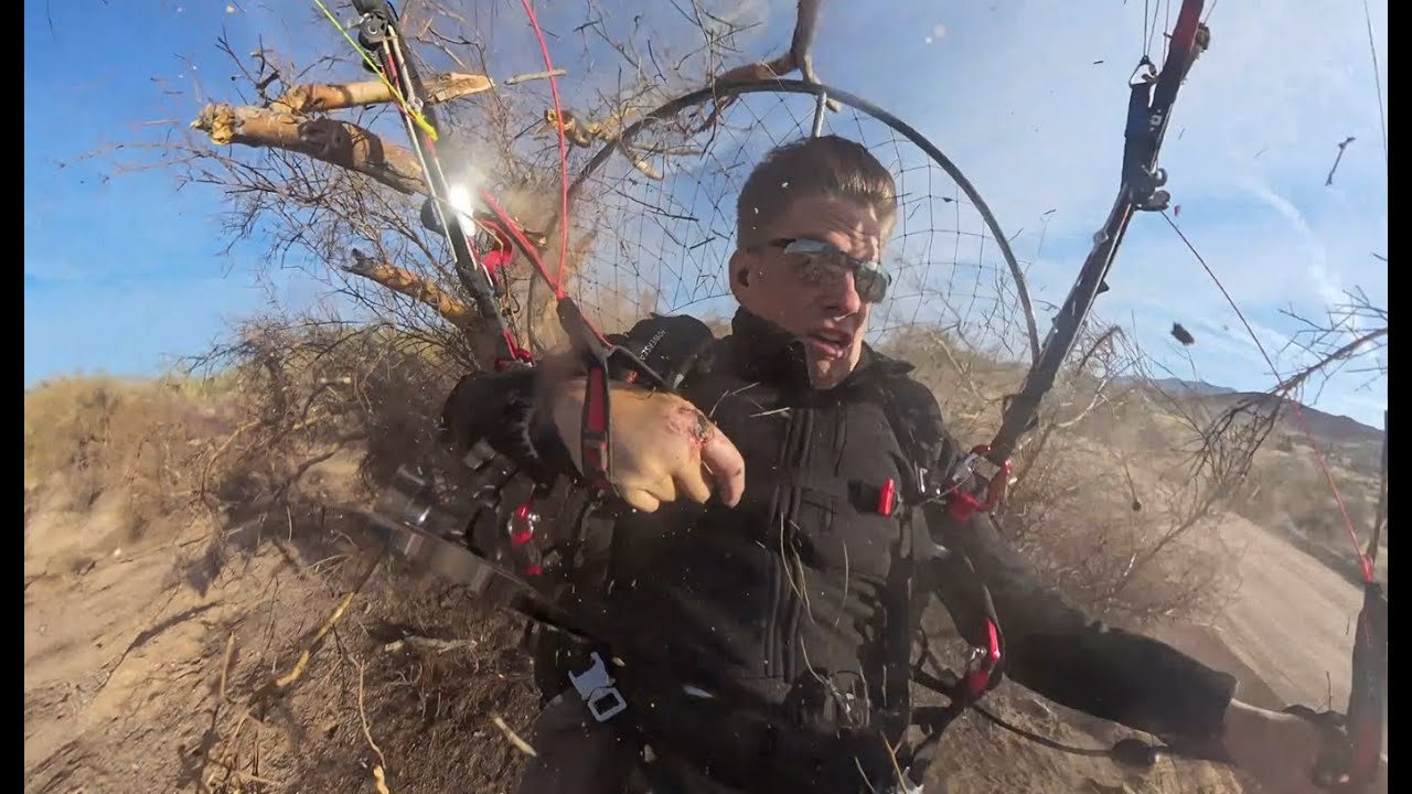 Crash Landing! Powered Paragliding Flight-Close call on take-off.