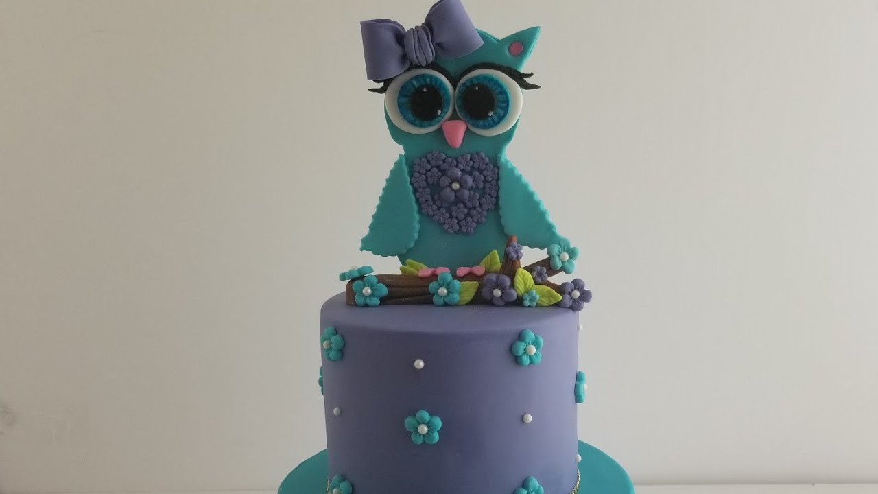 #91- Pastel de baby shower con temática de búho