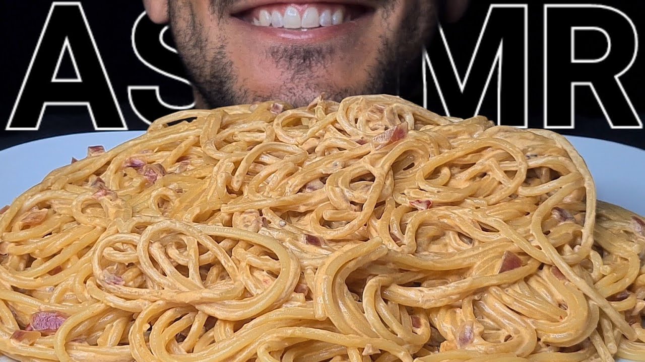 ASMR CREAMY SPAGHETTI CHILI SOY PASTA (EATING SOUNDS) NO TALKING MUKBANG