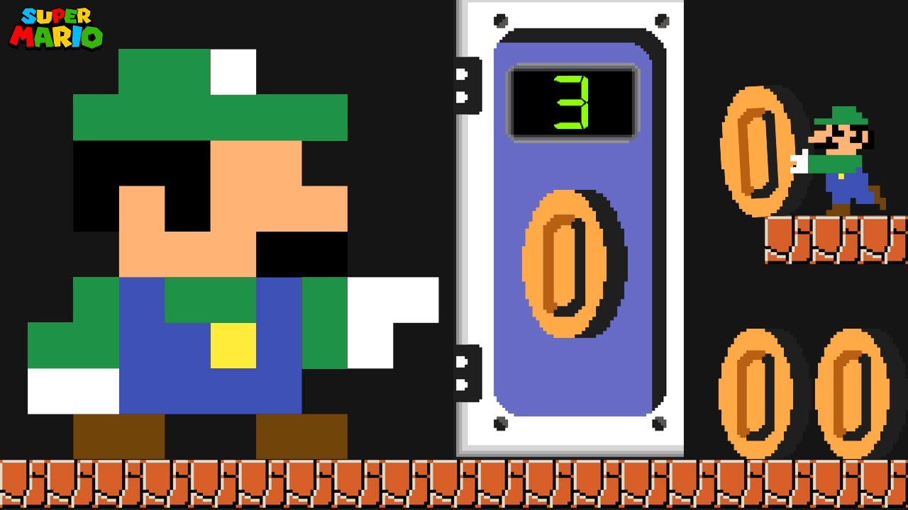 Super Mario Bros but Luigi and Tiny Luigi Coin Door