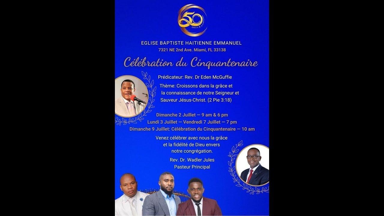 Welcome to our 50th church anniversary service 07/06/2023 Rev. Dr. Eden McGuffie