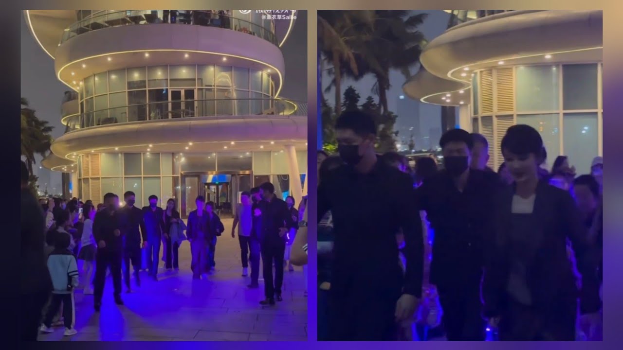 杨紫直播 Yang Zi's walk home after her live stream in Haikou China