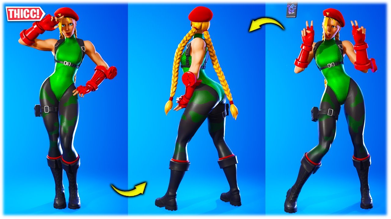 FORTNITE *THICC* STREETFIGHTER SKIN 'CAMMY' SHOWCASED WITH HOT DANCES & EMOTES 😍❤️