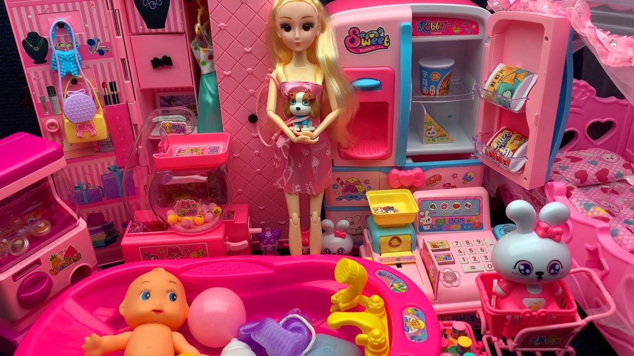 15-minute Unboxing & Review of a Barbie Pink-themed Bedroom ASMR