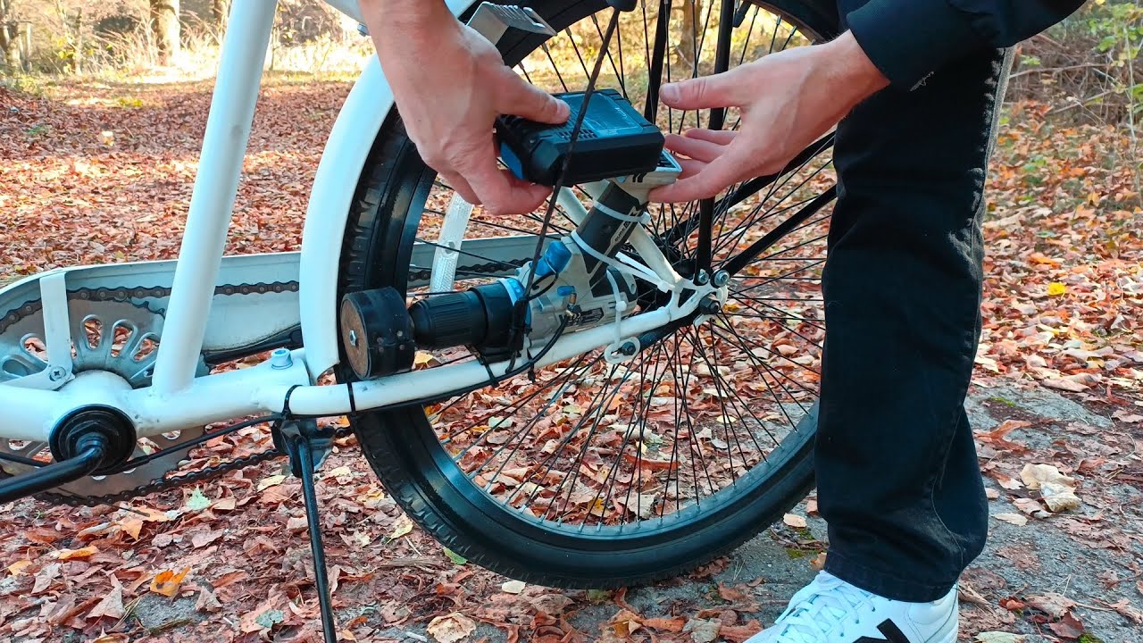 DIY drill powered bike