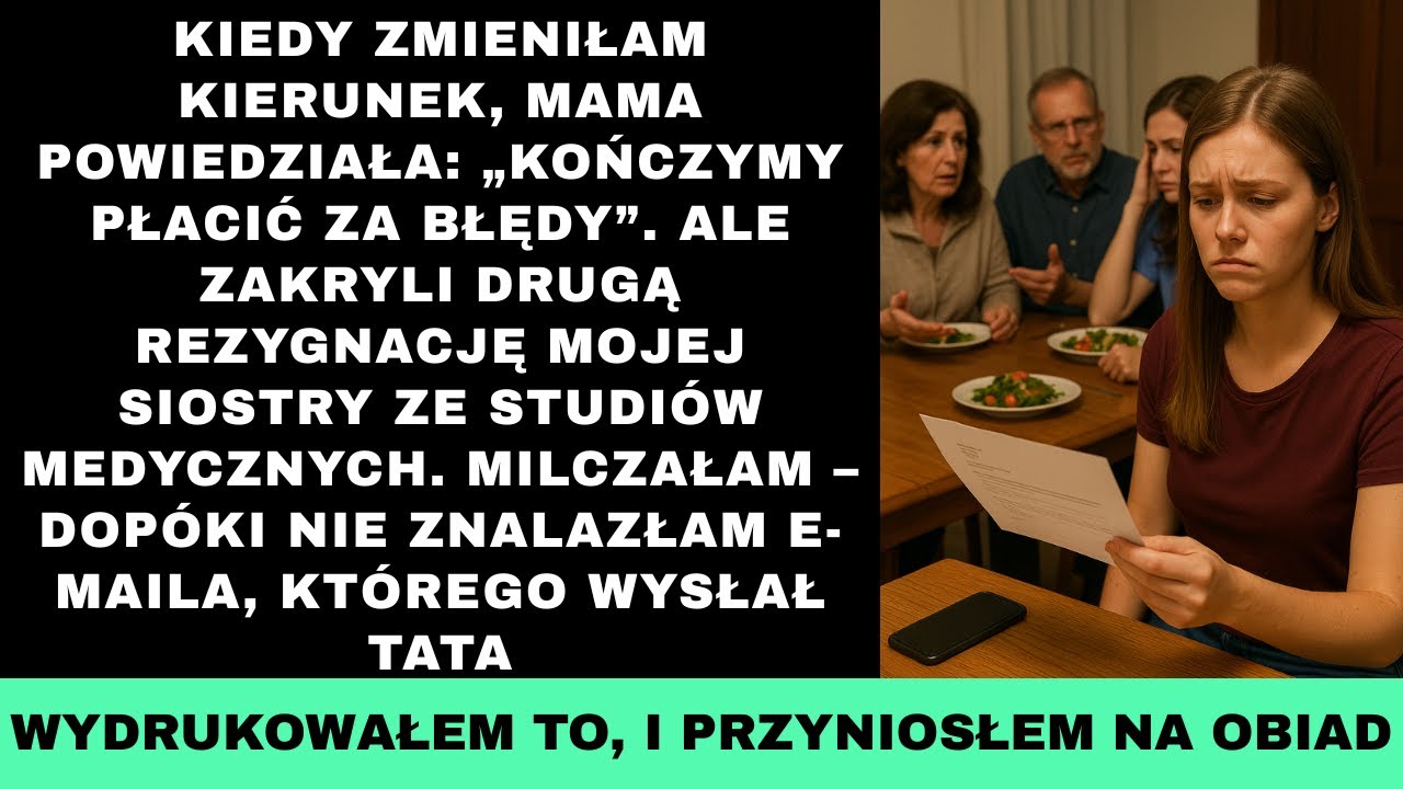 Moi rodzice pozwolili mojej siostrze dwukrotnie zrezygnować ze studiów medycznych, ale mnie odcięli.