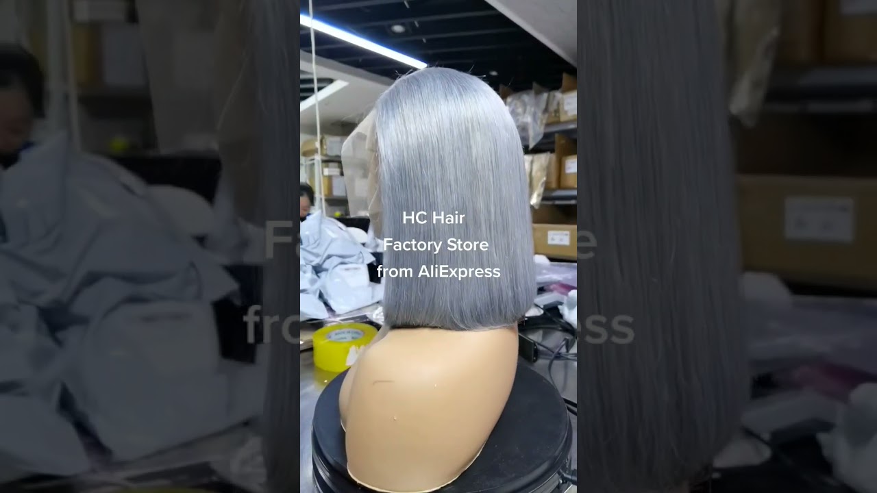 Custom order!! GREY BOB wig with curled ends😋 #hchair #aliexpresswig #wigsale #shorts #lacefrontwig