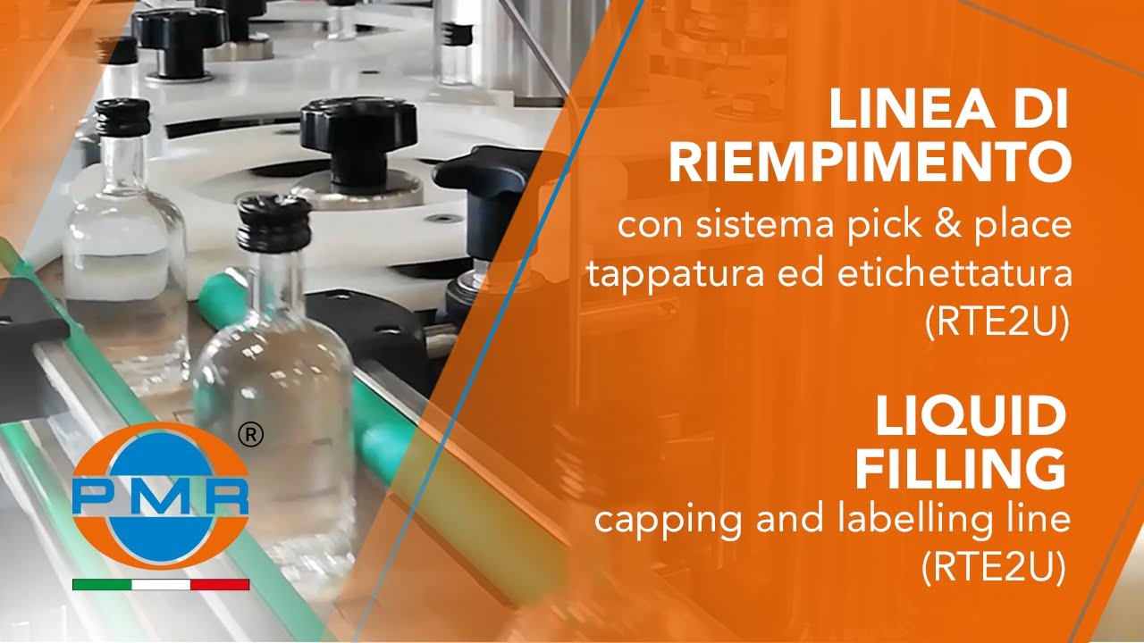 LINEA DI RIEMPIMENTO CON SISTEMA PICK & PLACE TAPPATURA ED ETICHETTATURA (RTE2U)