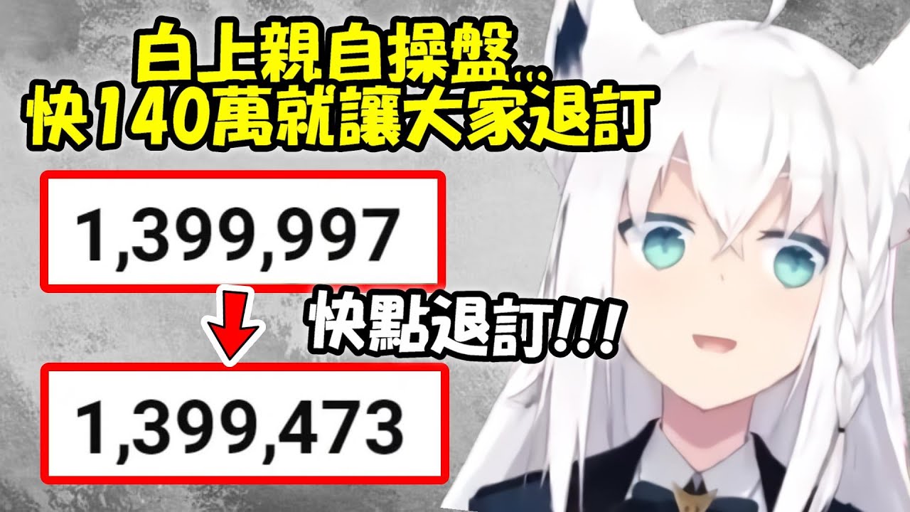 【白上吹雪】白上親自操盤...快到140萬訂閱就催促大家趕緊退訂ww【Hololive/ホロライブ】【vtuber中文字幕】