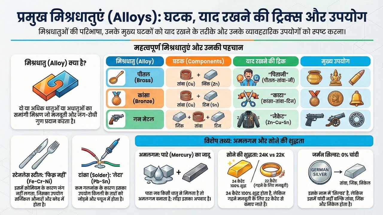 मिश्रधातु (Alloys) Tricks - Brass, Bronze, Solder & German Silver