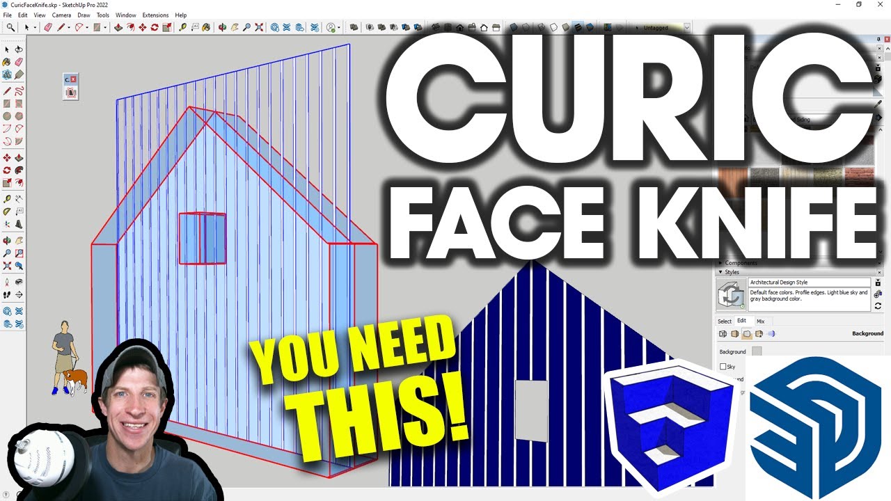 Cutting Shapes with Faces in SketchUp with Curic Face Knife (You NEED This Extension)
