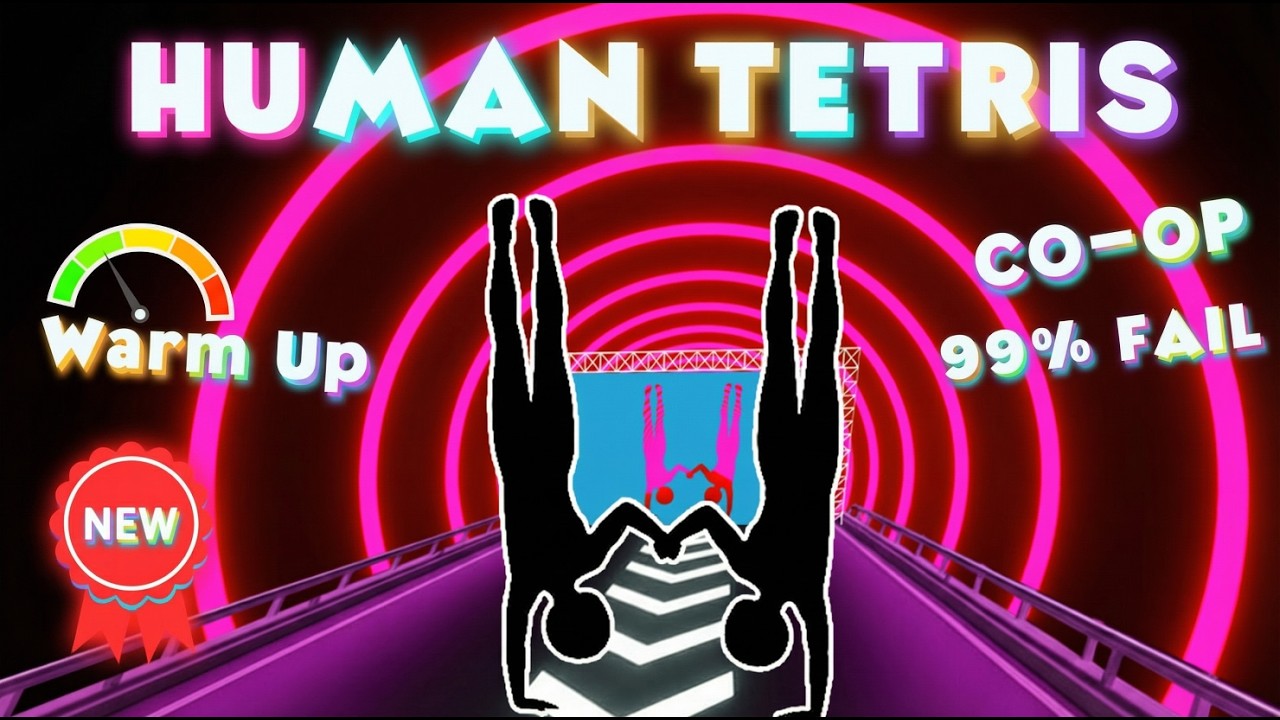 Human Tetris х 2 Player Co-op | Immersive Interactive Warm Up (99% FAIL)