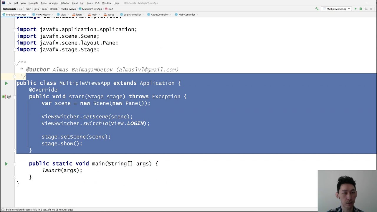 JavaFX Software: Switching Between FXML Views