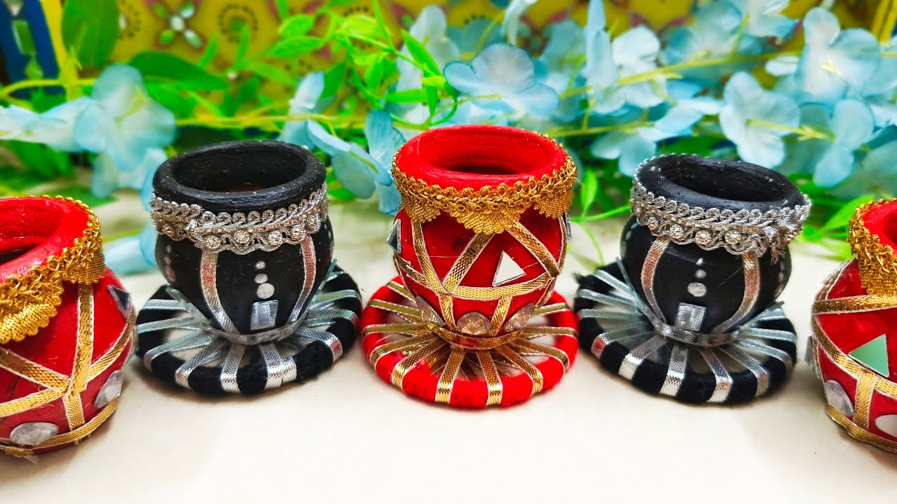 Navratri decoration idea /navratri craft /diwali  decoration idea /small pot decoration,