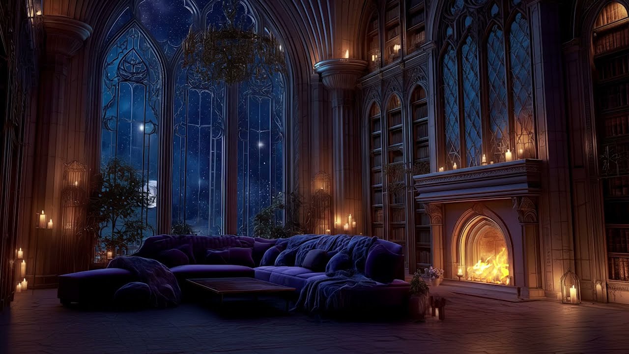 Late Winter Night in Night Court Library ACOTAR Ambience for Cozy Study Reading Calm