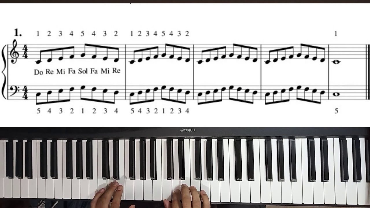 Ejercicio de piano para los 5 dedos No.1 c/metrónomo (60-90) y partitura (Al. Schmitt)